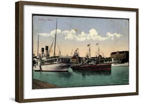 Stettin Pommern, Hafen, Dampfschiffe, Verkehr-null-Framed Giclee Print