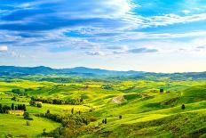 Tuscany, Farmland and Cypress Trees, Green Fields. San Quirico Orcia, Italy.-stevanzz-Photographic Print