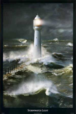 Lighthouse and Stormy Sea