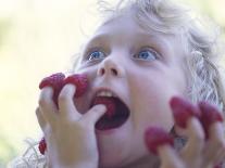 Girl Eating Raspberries, Bellingham, Washington, USA-Steve Satushek-Photographic Print