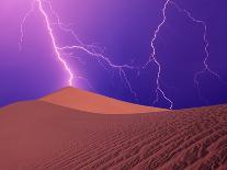 Lightning Bolts Striking Sand Dunes, Death Valley National Park, California, USA-Steve Satushek-Photographic Print