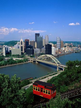 Duquesne Incline Cable Car and Ohio River, Pittsburgh, Pennsylvania, USA