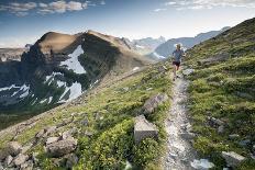 A Woman Trail Running High in Glacier National Park, Montana-Steven Gnam-Photographic Print
