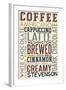 Stevenson, Washington - Coffee - Typography-Lantern Press-Framed Art Print