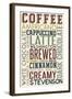 Stevenson, Washington - Coffee - Typography-Lantern Press-Framed Art Print