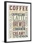 Stevenson, Washington - Coffee - Typography-Lantern Press-Framed Art Print