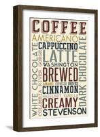 Stevenson, Washington - Coffee - Typography-Lantern Press-Framed Art Print