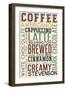 Stevenson, Washington - Coffee - Typography-Lantern Press-Framed Art Print