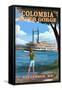 Stevenson, Washington - Columbia River Gorge - Paddle Wheeler Scene-Lantern Press-Framed Stretched Canvas