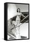 Stewardess Balancing on Plane Wheel-null-Framed Stretched Canvas