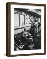 Stewardess Signing in for Flight-Peter Stackpole-Framed Photographic Print