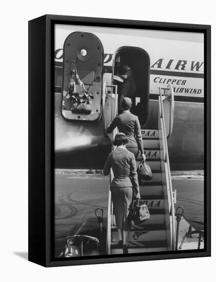 Stewardesses Arriving For Flight-Peter Stackpole-Framed Stretched Canvas