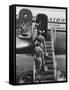 Stewardesses Arriving For Flight-Peter Stackpole-Framed Stretched Canvas