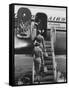 Stewardesses Arriving For Flight-Peter Stackpole-Framed Stretched Canvas