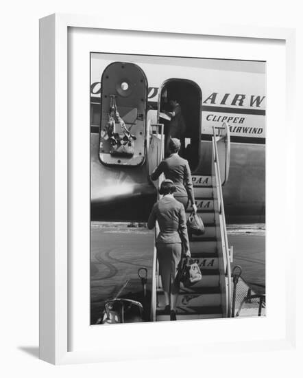 Stewardesses Arriving For Flight-Peter Stackpole-Framed Photographic Print