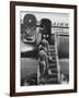 Stewardesses Arriving For Flight-Peter Stackpole-Framed Photographic Print