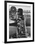 Stewardesses Arriving For Flight-Peter Stackpole-Framed Photographic Print