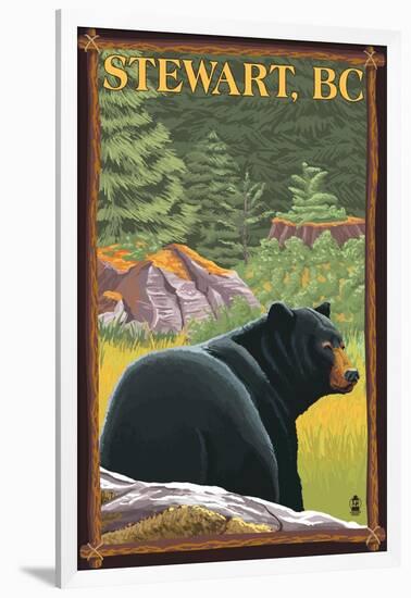 Stewart, BC - Bear in Forest-Lantern Press-Framed Art Print