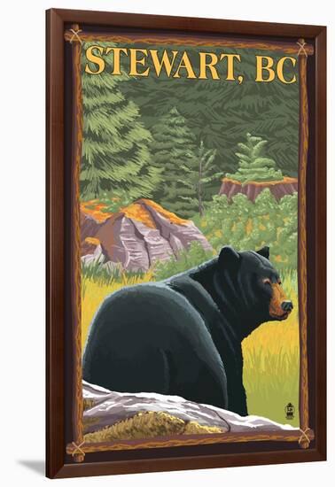 Stewart, BC - Bear in Forest-Lantern Press-Framed Art Print