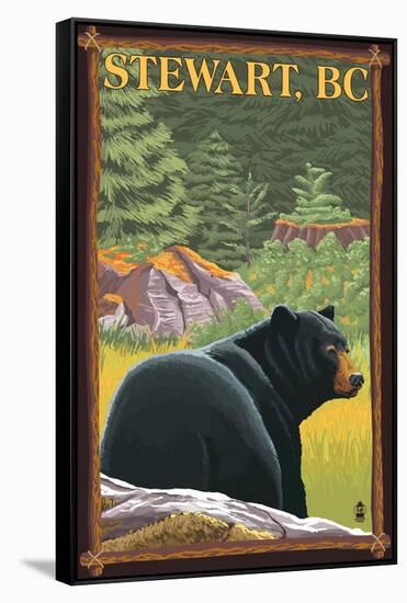 Stewart, BC - Bear in Forest-Lantern Press-Framed Stretched Canvas