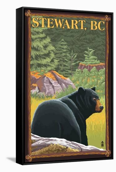 Stewart, BC - Bear in Forest-Lantern Press-Framed Stretched Canvas