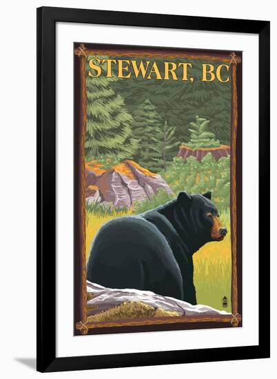 Stewart, BC - Bear in Forest-Lantern Press-Framed Art Print