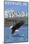 Stewart, BC - Eagle Fishing-Lantern Press-Mounted Art Print