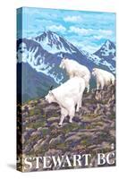 Stewart, BC - Goat Family-Lantern Press-Stretched Canvas