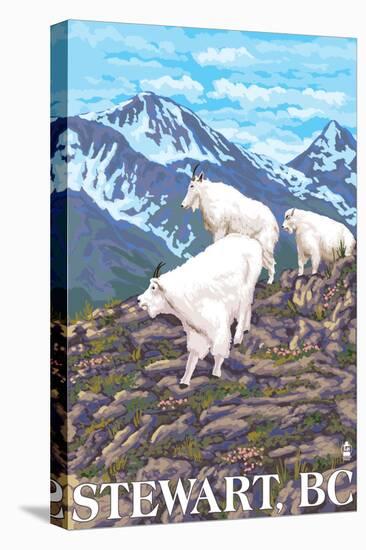 Stewart, BC - Goat Family-Lantern Press-Stretched Canvas