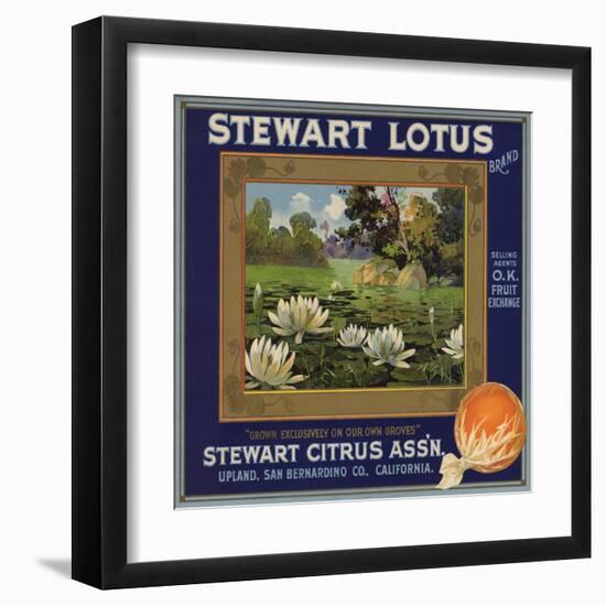 Stewart Lotus Brand - Upland, California - Citrus Crate Label-Lantern Press-Framed Art Print