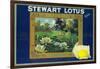 Stewart Lotus Lemon Label - Upland, CA-Lantern Press-Framed Art Print