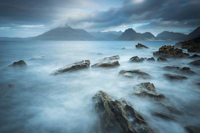 Tide and Stormy Skies over Loch Scavaig and the Black Cuillin Mountain Ridge, Elgol, Scotland