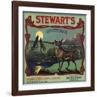 Stewarts Coyote Brand - Upland, California - Citrus Crate Label-Lantern Press-Framed Art Print