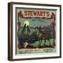 Stewarts Coyote Brand - Upland, California - Citrus Crate Label-Lantern Press-Framed Art Print