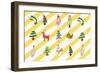 Sticker Icon Pack of Animals and Christmas Tree-null-Framed Giclee Print