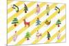 Sticker Icon Pack of Animals and Christmas Tree-null-Mounted Giclee Print