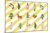 Sticker Icon Pack of Animals and Christmas Tree-null-Mounted Giclee Print