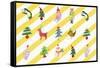 Sticker Icon Pack of Animals and Christmas Tree-null-Framed Stretched Canvas