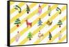 Sticker Icon Pack of Animals and Christmas Tree-null-Framed Stretched Canvas