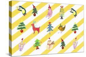 Sticker Icon Pack of Animals and Christmas Tree-null-Stretched Canvas