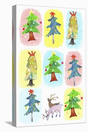 Sticker Icon Pack of Christmas Trees-null-Stretched Canvas