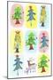 Sticker Icon Pack of Christmas Trees-null-Mounted Giclee Print