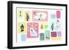 Sticker Icon Pack of Polar Bear and Christmas-null-Framed Giclee Print