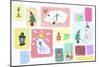 Sticker Icon Pack of Polar Bear and Christmas-null-Mounted Giclee Print