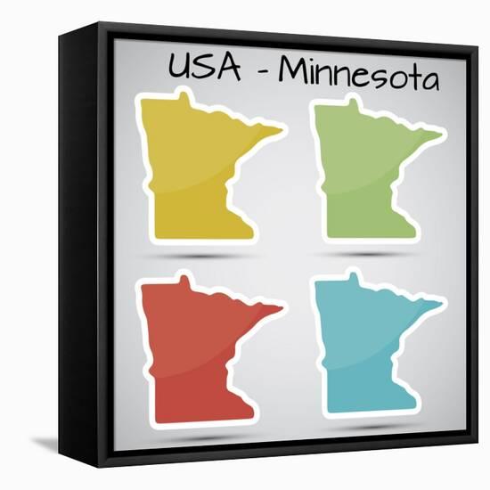 Stickers in Form of Minnesota State, USA-adam.golabek-Framed Stretched Canvas