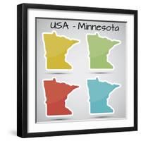 Stickers in Form of Minnesota State, USA-adam.golabek-Framed Art Print