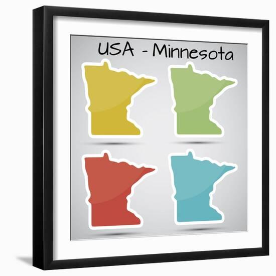 Stickers in Form of Minnesota State, USA-adam.golabek-Framed Art Print