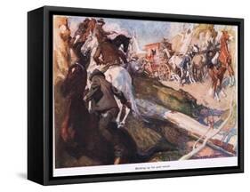 Sticking Up the Gold Escort-George Washington Lambert-Framed Stretched Canvas