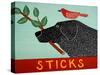 Sticks Black-Stephen Huneck-Stretched Canvas