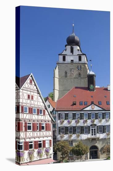 Stiftskirche Church and Town Hall at the Market Place, Herrenberg, Boblingen District-Markus Lange-Stretched Canvas